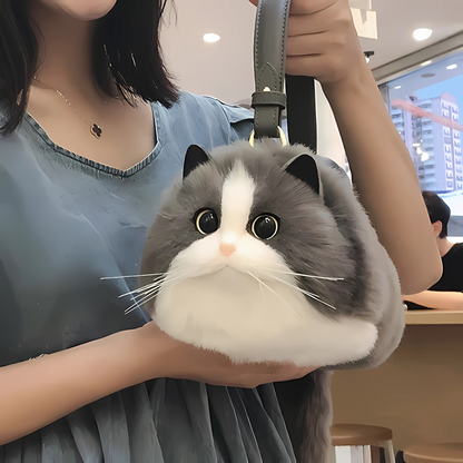 Purr-fectly Adorable Cat Plush Shoulder Bag