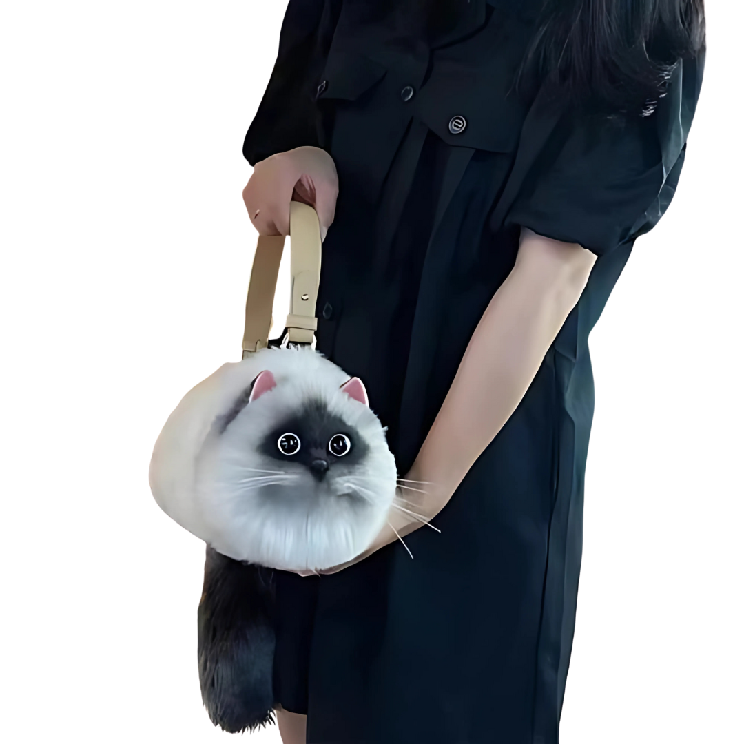 Purr-fectly Adorable Cat Plush Shoulder Bag