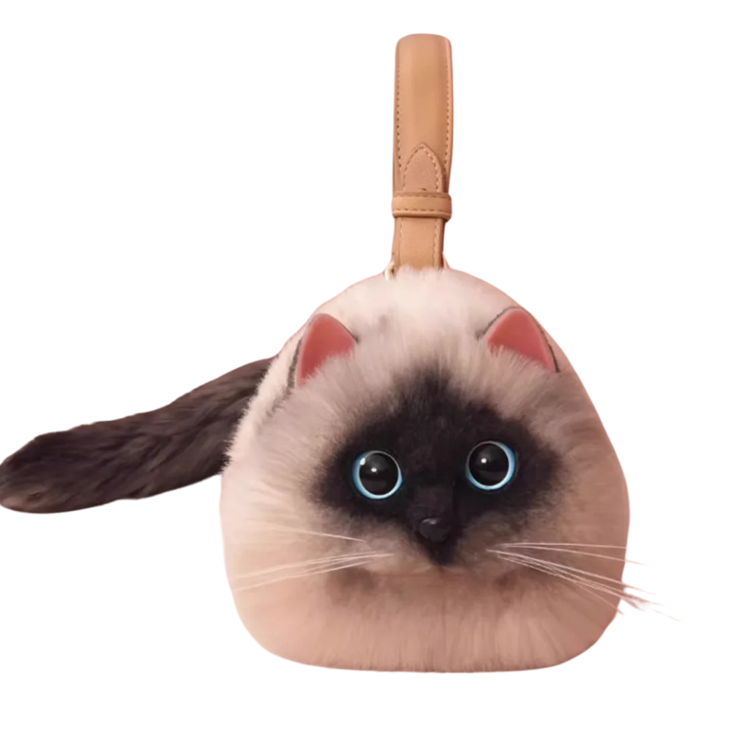 Purr-fectly Adorable Cat Plush Shoulder Bag