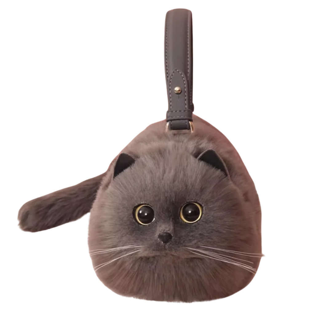 Purr-fectly Adorable Cat Plush Shoulder Bag